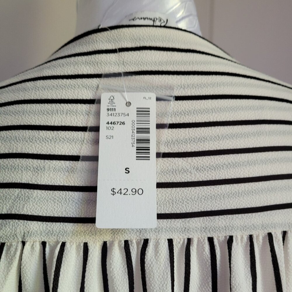 NWT! Reitmans black & white striped blouse size S - Picture 5 of 6